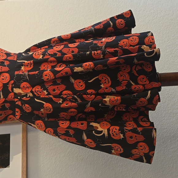 Halloween Pumpkin Cat Print Dress, Collectif, 10UK, NWOT - Picture 8 of 14